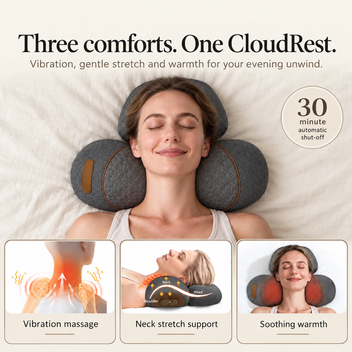 The quilted CloudRest surface under a resting hand