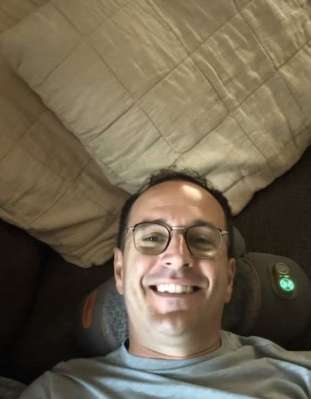 Ronald relaxing with the pillow